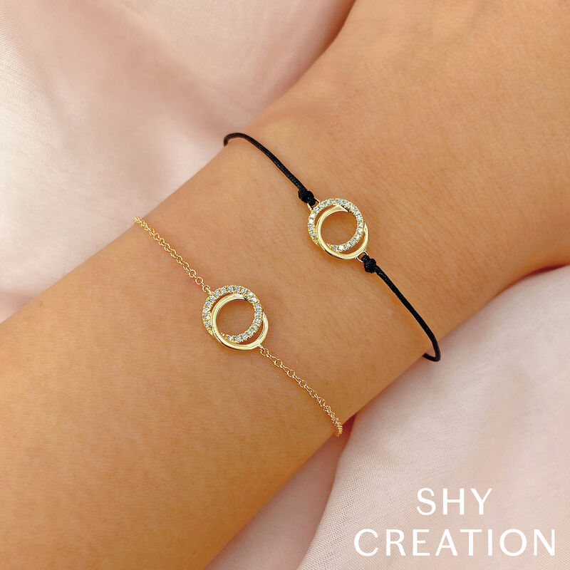 Diamond Love Knot Circle Bracelet in 14k Yellow Gold image number null